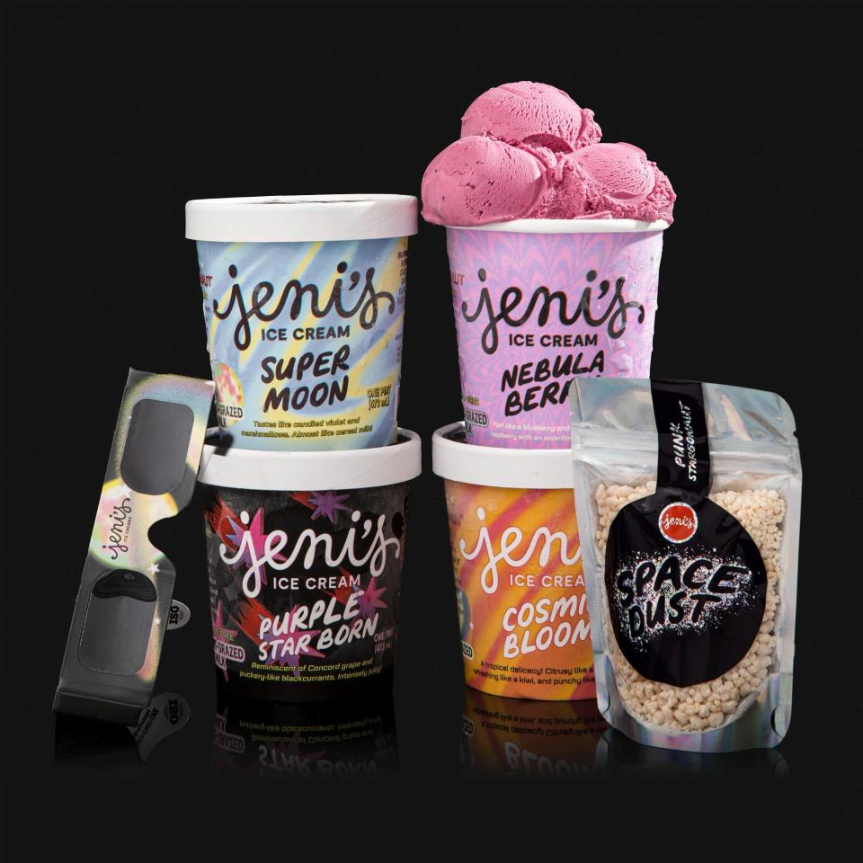 Jeni's Splendid Ice Creams is launching a special Punk Stargonaut collection of ice creams timed to the solar eclipse. When you order online, you can also get eclipse glasses and popping candy Space Dust topping.