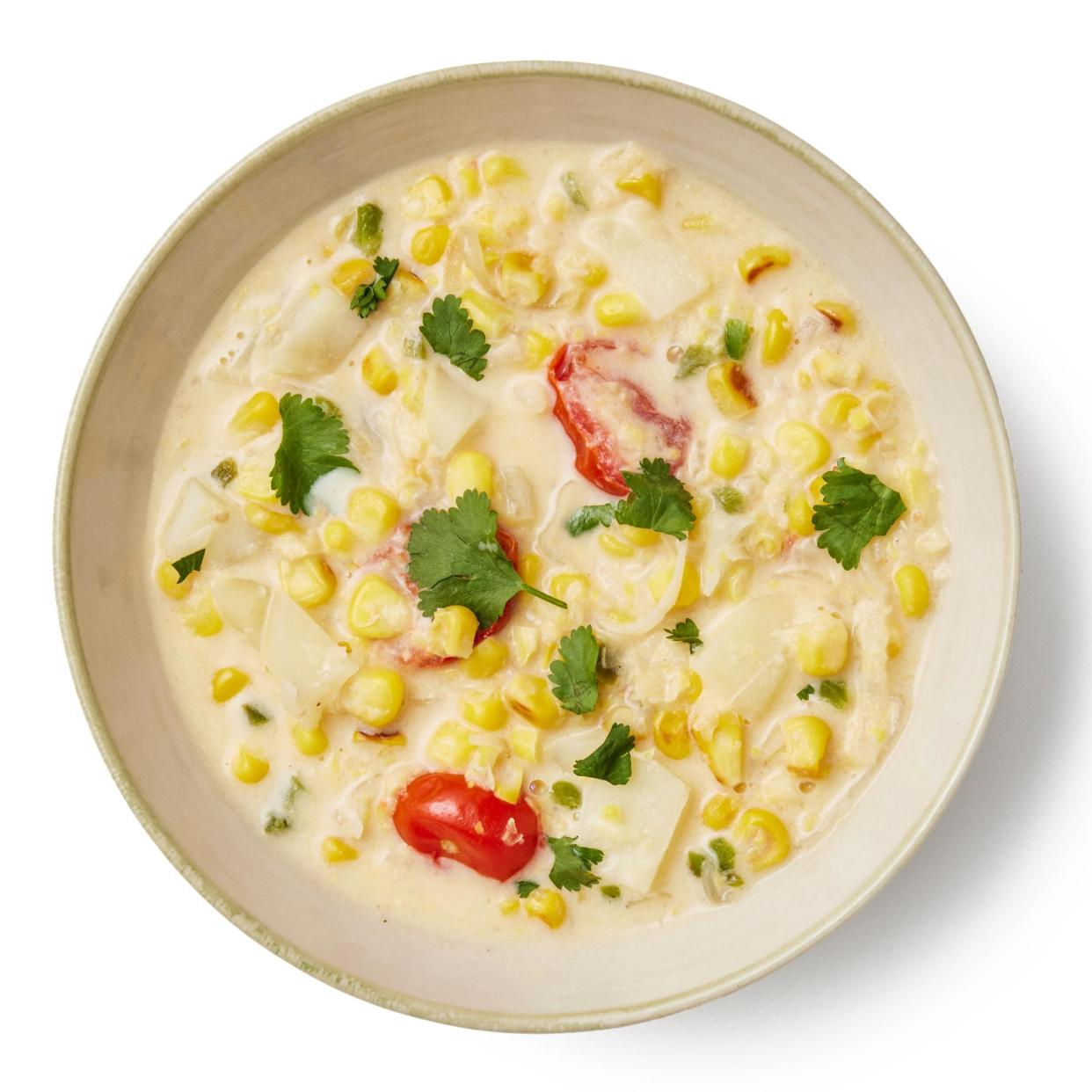 <span>Felicity Cloake’s perfect corn chowder.</span><span>Photograph: Robert Billington/The Guardian. Food styling: Loïc Parisot.</span>