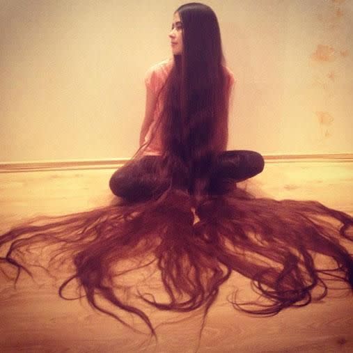 The Russian beauty admits she doesn't have any plans to cut her hair anytime. Photo: Instagram/aliia_more