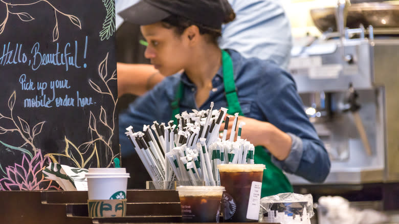 Starbucks barista at work 