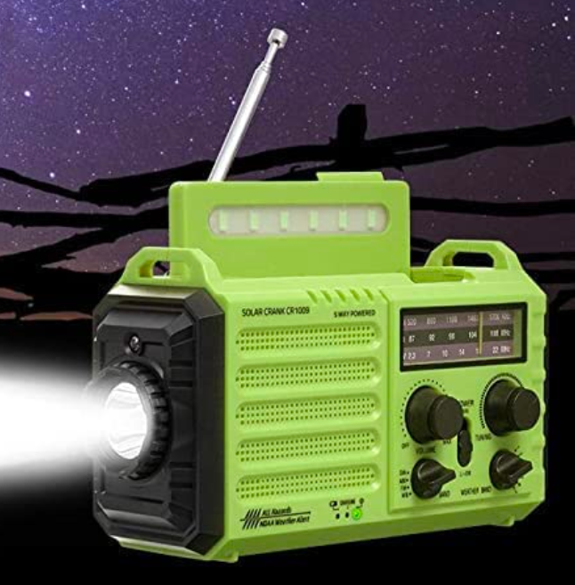 Mesqool 5-Way Powered Emergency Weather Radio. Image via Amazon.