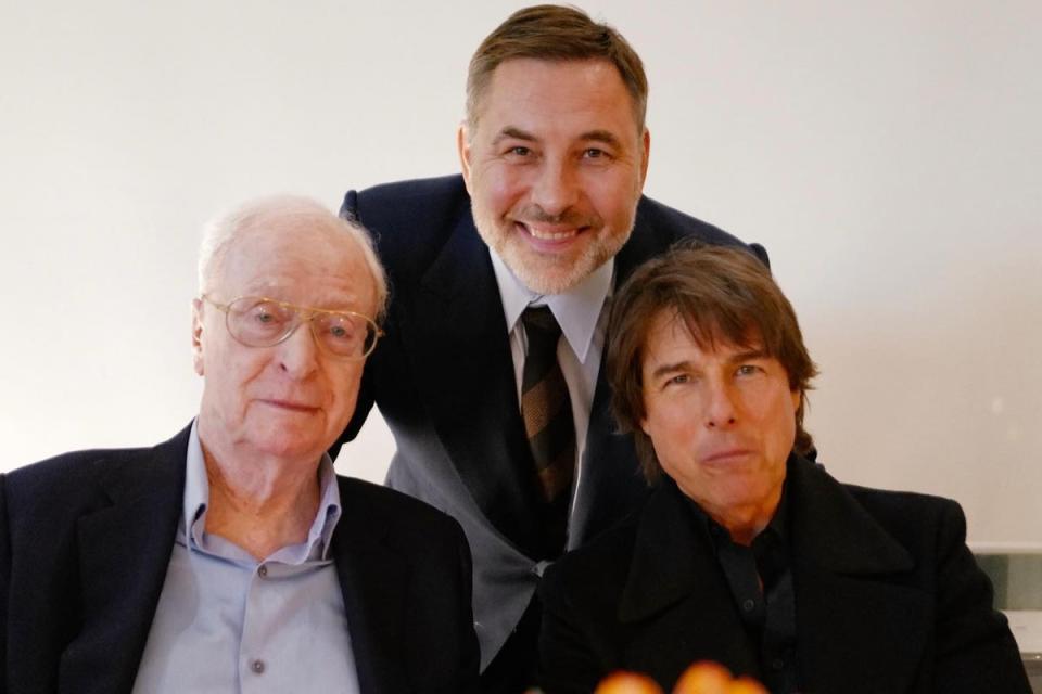 David Walliams social post Michael caine birthday: Michael Caine David Walliams and Tom Cruise (instagram @davidwalliams)