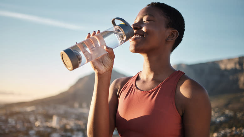 Girl drinking water bottle