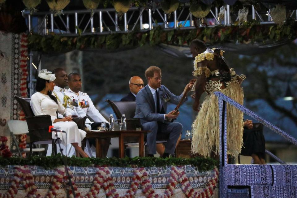 Harry and Meghan attend an official welcome ceremony at Albert Park (REUTERS)