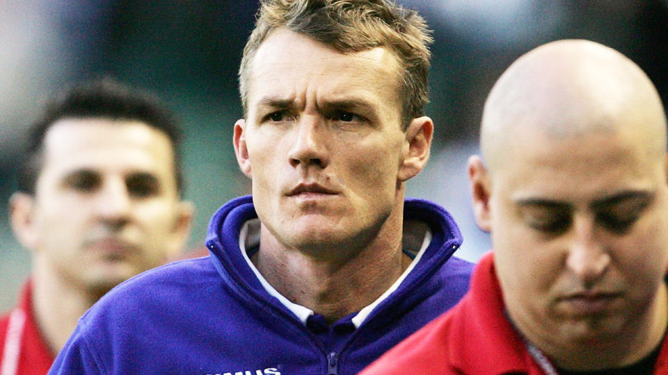 Dean Laidley, pictured here after a North Melbourne game in 2005.