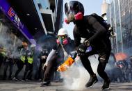 Anti-government demonstrators attend a protest march in Hong Kong