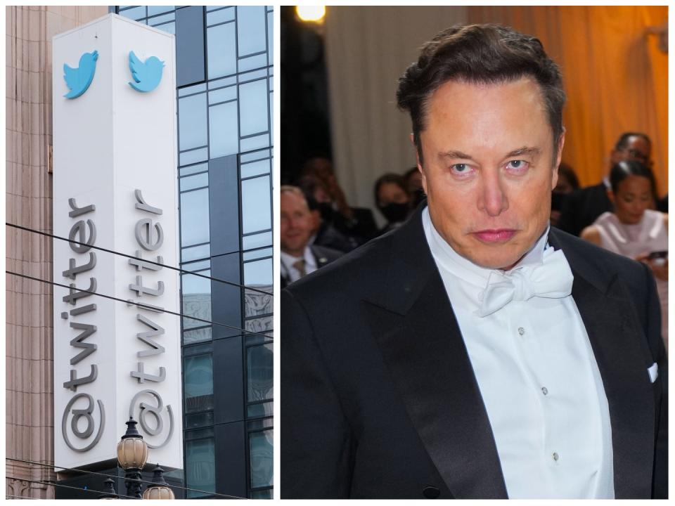 Twitter HQ and Elon Musk composite