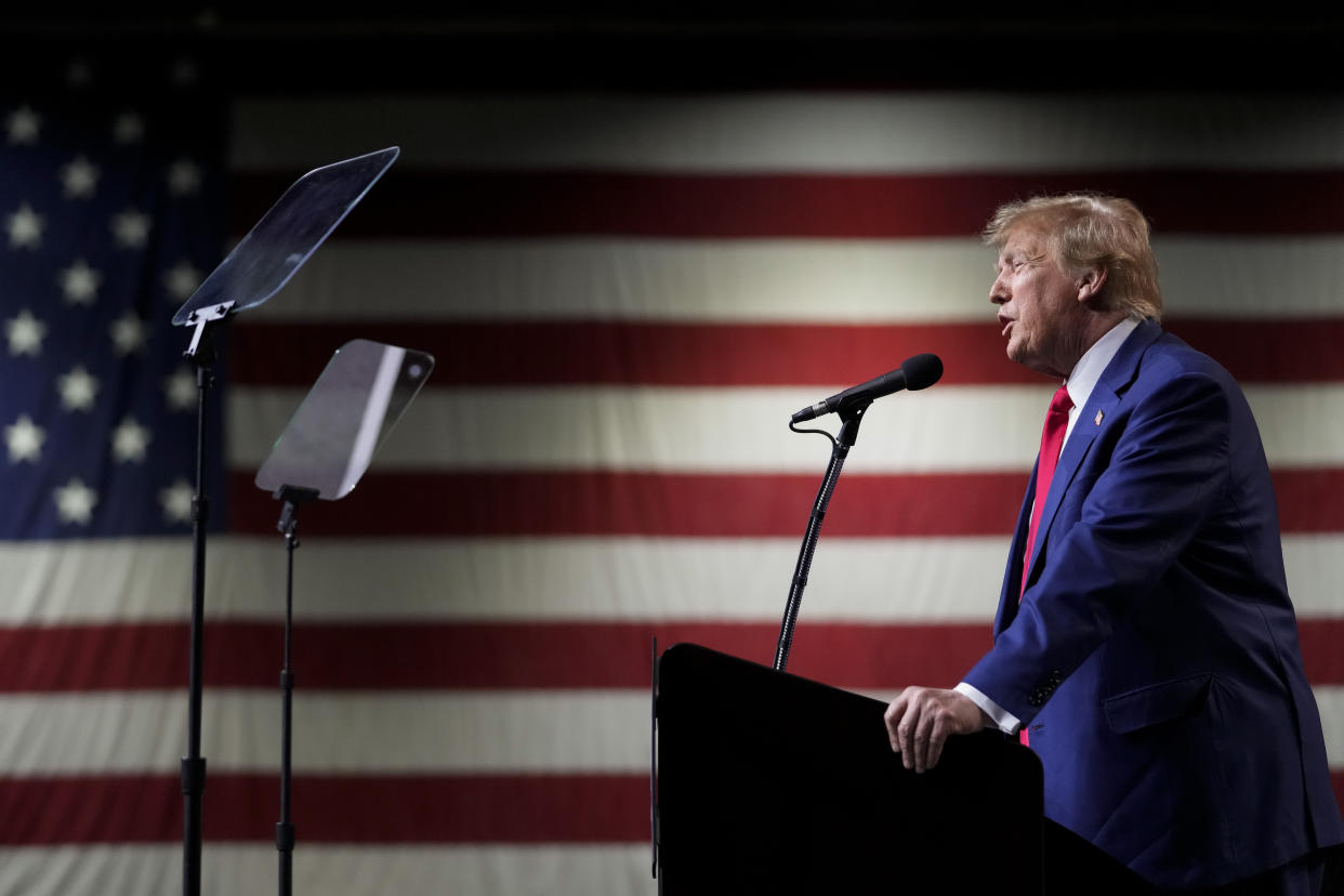 Former President Donald Trump speaks during a rally on Dec. 17 in Reno, Nev.