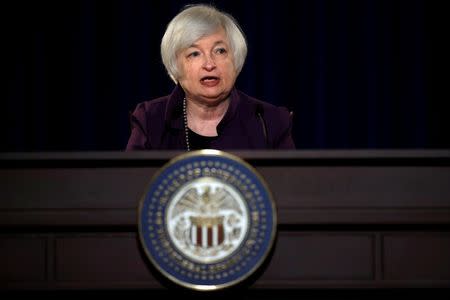 Federal Reserve Chair Janet Yellen attends a news conference after chairing the second day of a two-day meeting of the Federal Open Market Committee to set interest rates in Washington, DC, U.S. on June 17, 2015. REUTERS/Carlos Barria/File Photo