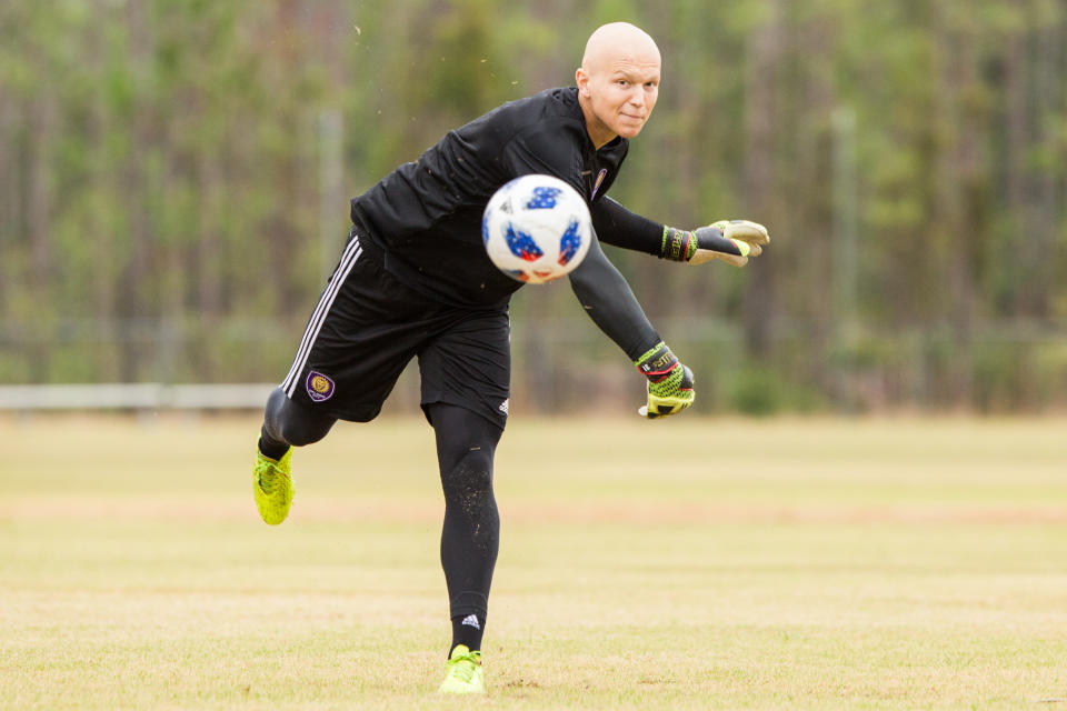 For weeks earlier this year, Orlando City goalkeeper Mason Stajduhar underwent twice-daily radiation treatments for cancer in his leg. That didn’t stop him from driving nearly four hours a day to train with the team. (Mark Thor/Orlando City)