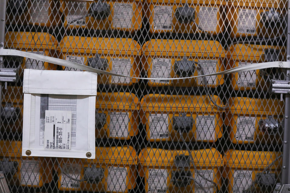 Ventilators lie at the New York City Emergency Management Warehouse before being shipped out for distribution due to concerns over the rapid spread of coronavirus disease (COVID-19) in New York City, U.S., March 24, 2020. (Caitlin Ochs/Reuters)