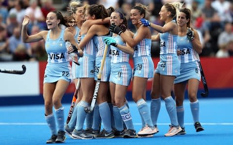 Argentina celebrate their shootout victory - Credit: GETTY IMAGES