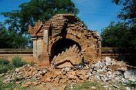 The entrance of a collapsed pagoda is seen after an earthquake in Bagan, Myanmar August 25, 2016. REUTERS/Soe Zeya Tun