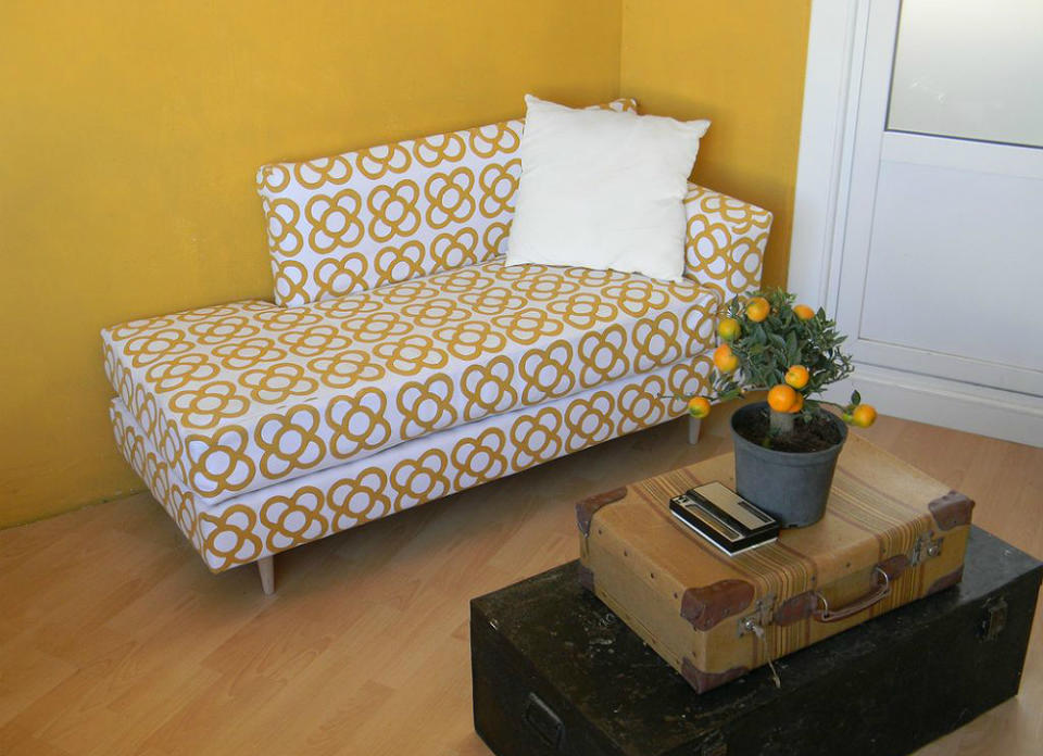 <body> <p>This refinished futon hack would look quite at home in any grown-up space, yet it comes at a price even a recent grad can afford. To achieve this transformation, the futon frame was disassembled so the panels could be modified and rearranged in a new configuration. The original futon mattress was cut up and reconfigured to fit the new dimensions, then covered with heavy-duty canvas that had been <a rel="nofollow noopener" href=" http://www.bobvila.com/slideshow/personalize-your-home-with-10-foolproof-stencil-projects-48101?bv=yahoo" target="_blank" data-ylk="slk:hand-stamped;elm:context_link;itc:0;sec:content-canvas" class="link ">hand-stamped</a> in a cheerful pattern to create a one-of-a-kind couch.</p> <p><strong>Related: <a rel="nofollow noopener" href=" http://www.bobvila.com/slideshow/9-things-you-never-thought-to-paint-but-should-48257?bv=yahoo" target="_blank" data-ylk="slk:9 Things You Never Thought to Paint—But Should;elm:context_link;itc:0;sec:content-canvas" class="link ">9 Things You Never Thought to Paint—But Should</a> </strong> </p> </body>