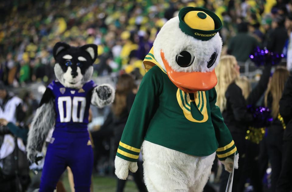 Oregon and Washington's mascots are heading to the Big Ten.