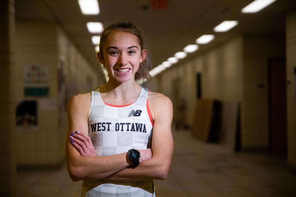 West Ottawa's Helen Sachs poses for a portrait Thursday, Nov. 17, 2022, at West Ottawa High School. Sachs has been named The Sentinel's Cross Country Player of The Year. 