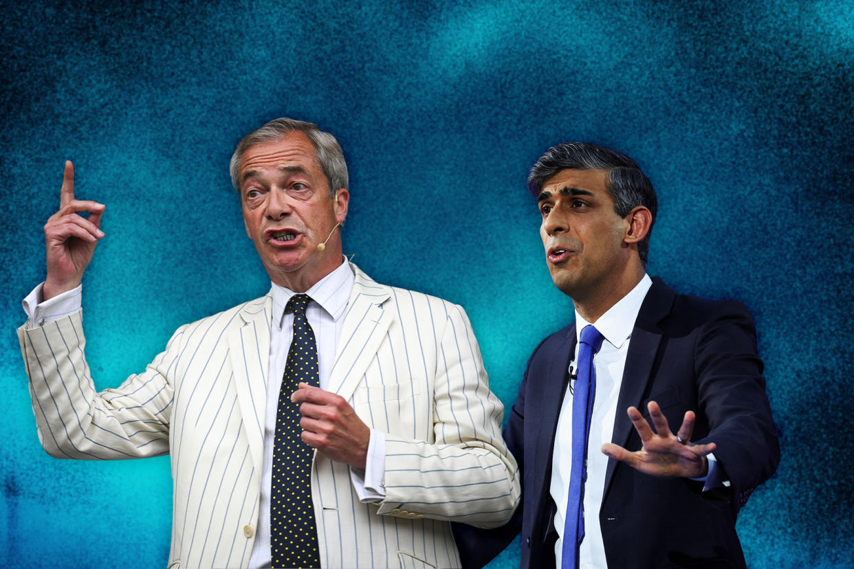 Nigel Farage; Rishi Sunak Photo illustration by Salon/Getty Images