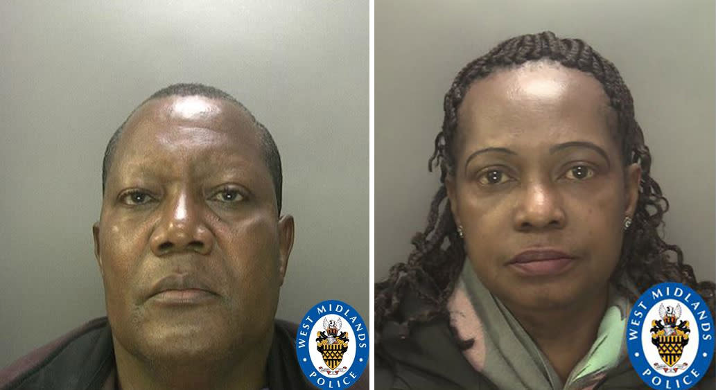 Michael Oluronbi, left, and wife Juliana, right. (PA Images/West Midlands Police)