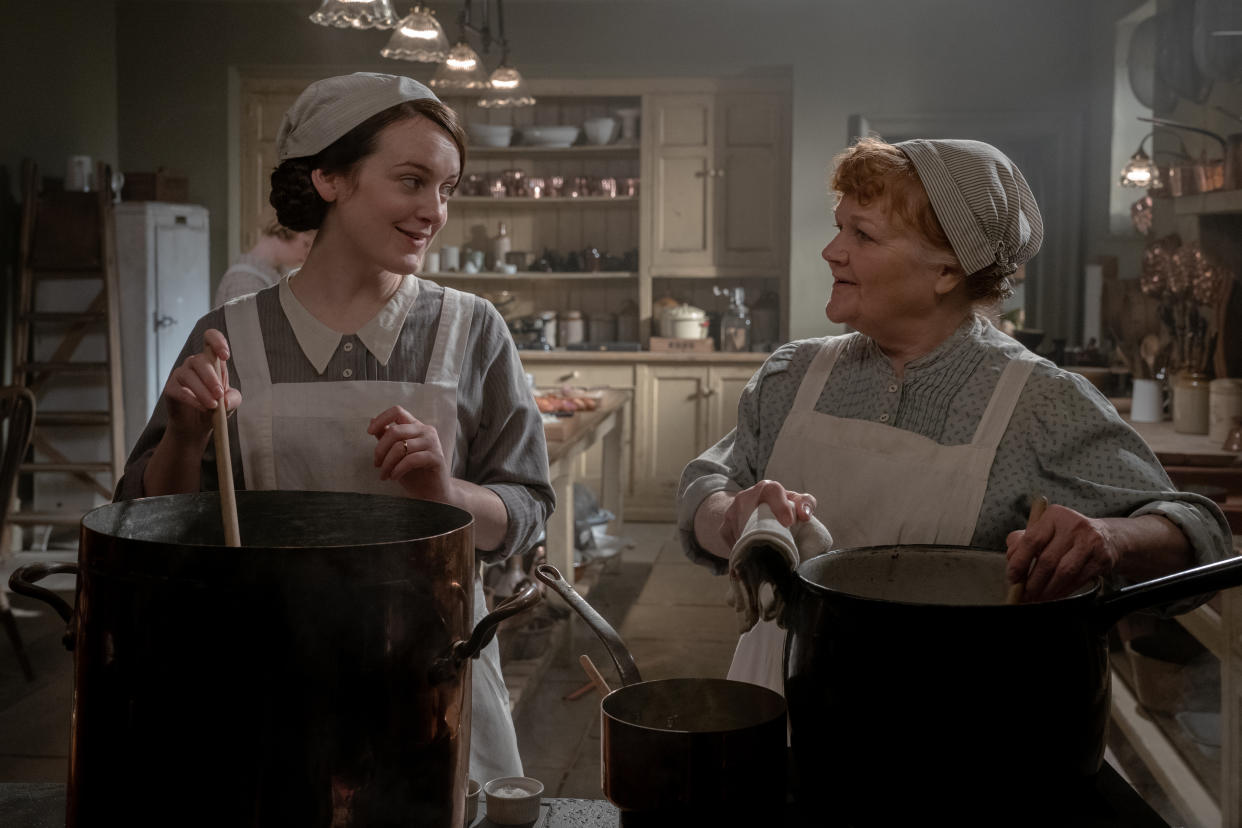 Sophie McShera as Daisy and Lesley Nicol as Mrs Patmore (Ben Blackall/Focus Features/PA)