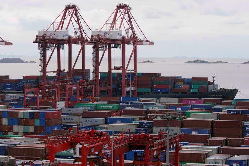 FILE PHOTO: Containers are seen at the Yangshan Deep-Water Port in Shanghai