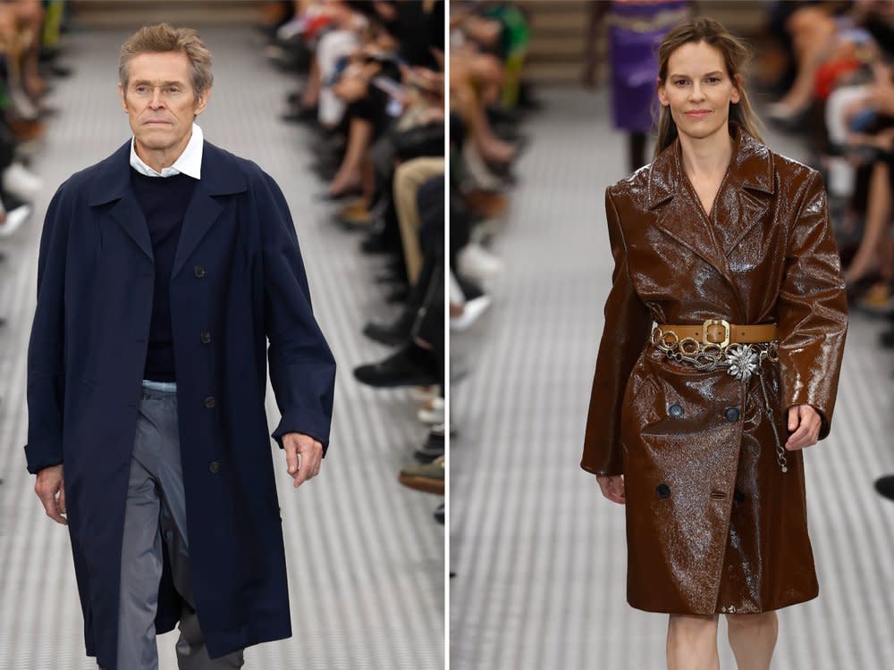 Willem Dafoe und Hilary Swank liefen bei der "Miu Miu"-Show in Paris über den Laufsteg. (Bild: ddp images/CAMERA PRESS/AAF/CAMERA PRESS)