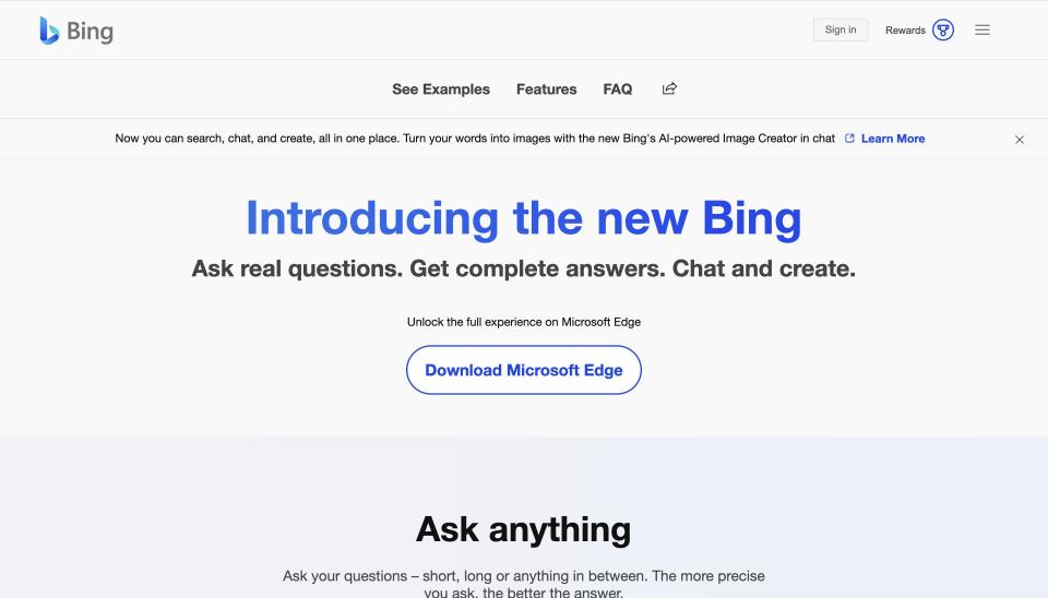 Microsoft's new AI-powered Bing homepage