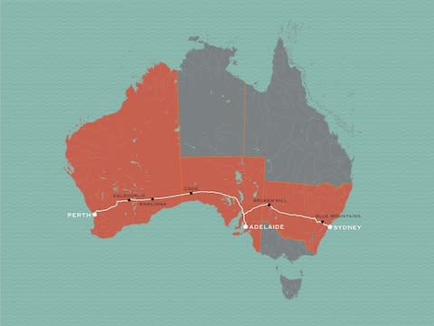 The route from Sydney to Perth - Credit: Great Southern Rail