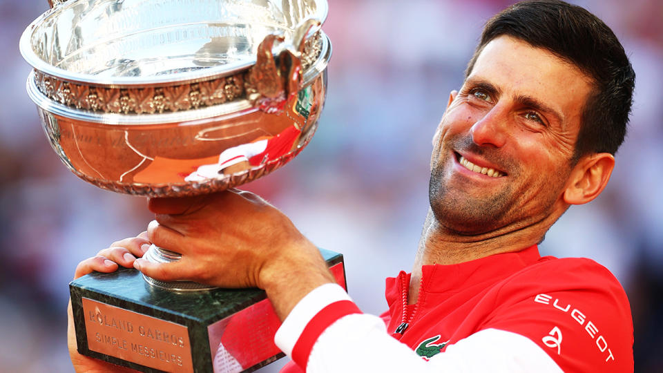 Novak Djokovic, pictured here after winning the French Open in 2021.