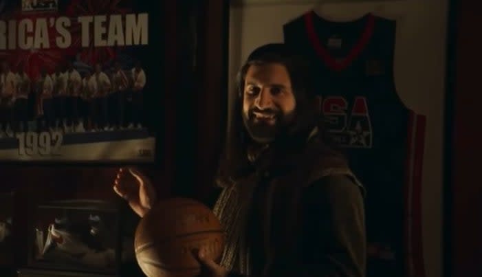 Nandor holding a basketball in his "Dunk Zone" in "What We Do In the Shadows"