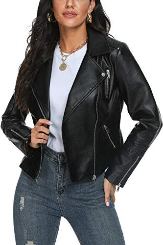 YMING Womens Faux Leather Moto Jackets Oversized Zip Up Short Coat Fall  Solid Color Biker PU Outwear : : Clothing, Shoes & Accessories