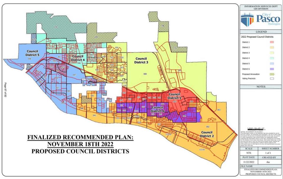 The City of Pasco is presenting a new map of proposed city council districts after “technical anomalies” were found in their first proposed map. This latest revision also includes recently-annexed areas.