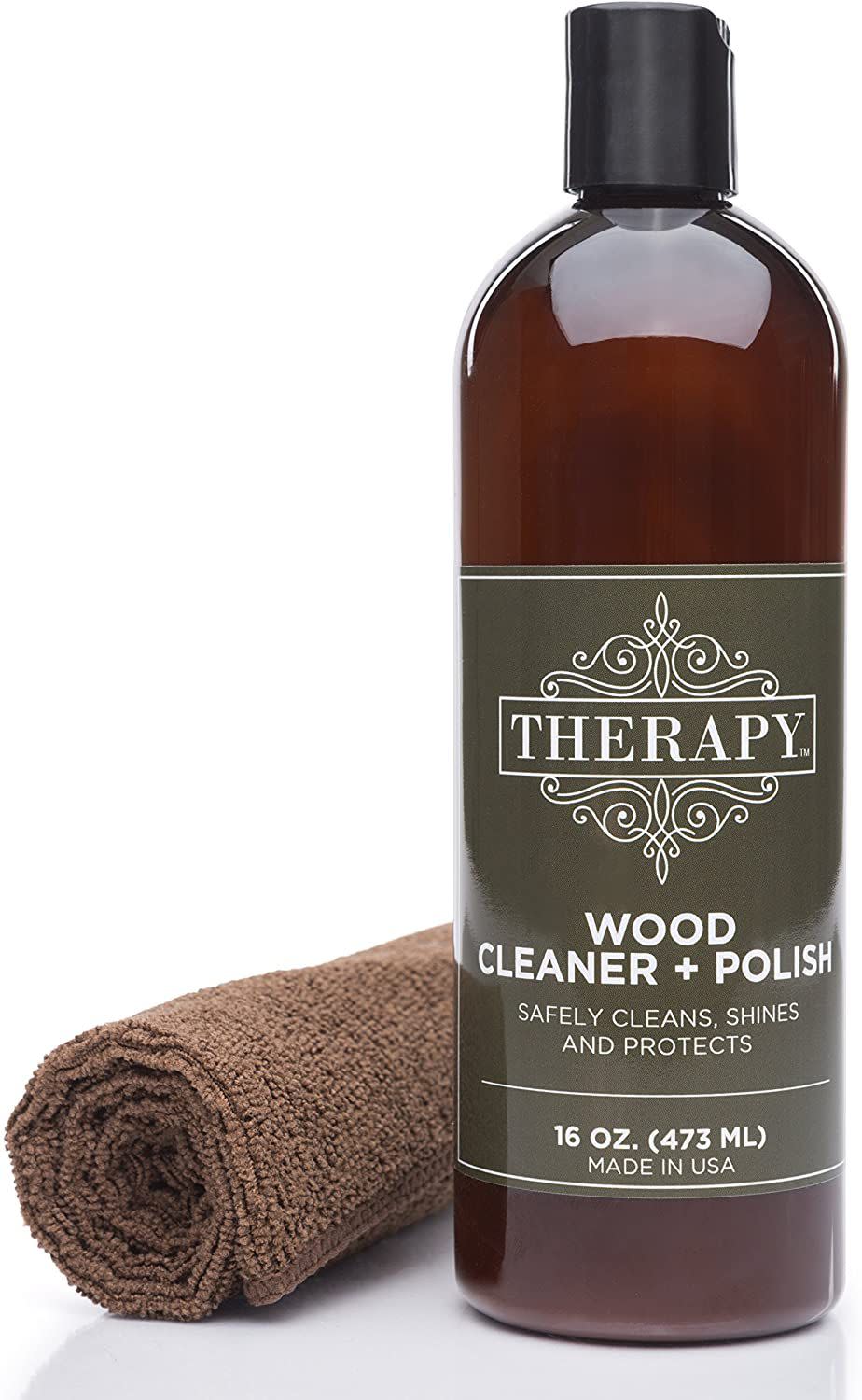 Therapy Wood Cleaner and Polish Kit with Large Microfiber Cloth