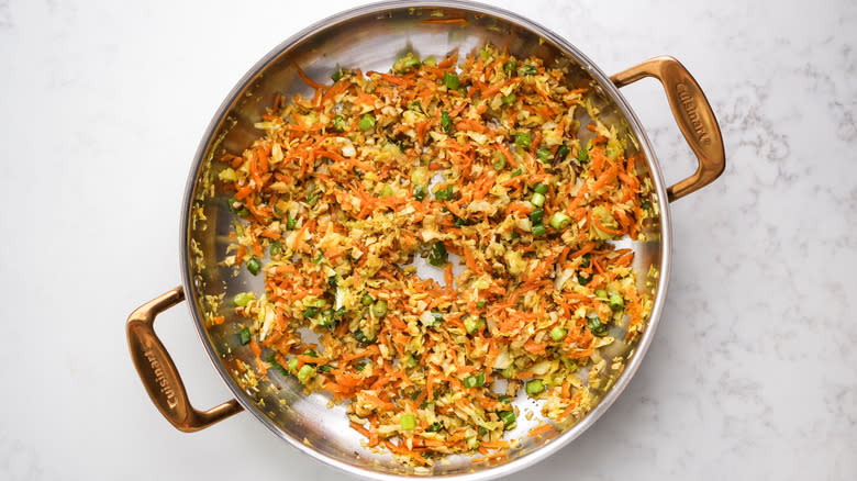 seasoned sauteed vegetables in pan