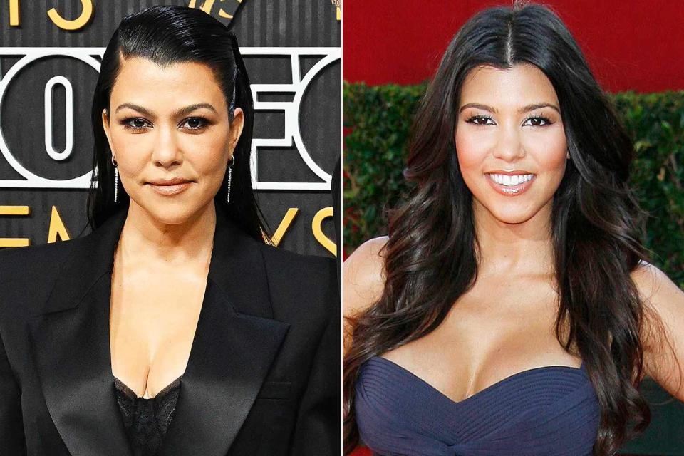 <p>Gilbert Flores/Variety/Getty; Jeffrey Mayer/WireImage</p> Kourtney Kardashian in 2024 (L), Kourtney Kardashian in 2009 (R)