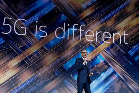 FILE PHOTO: Rajeev Suri, Nokia's President and Chief Executive Officer, speaks during the Mobile World Congress in Barcelona, Spain February 25, 2018. REUTERS/Yves Herman/File Photo