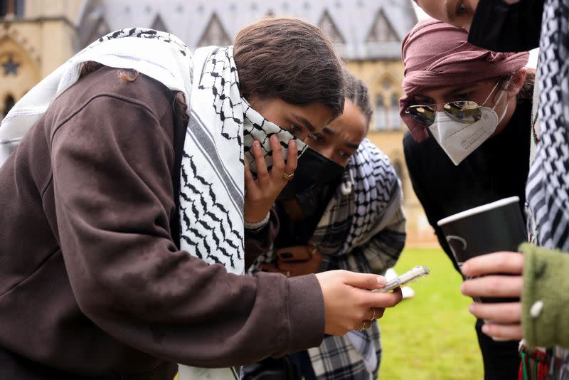 British students occupy university campuses in protest against conflict between Israel and Hamas, in Oxford