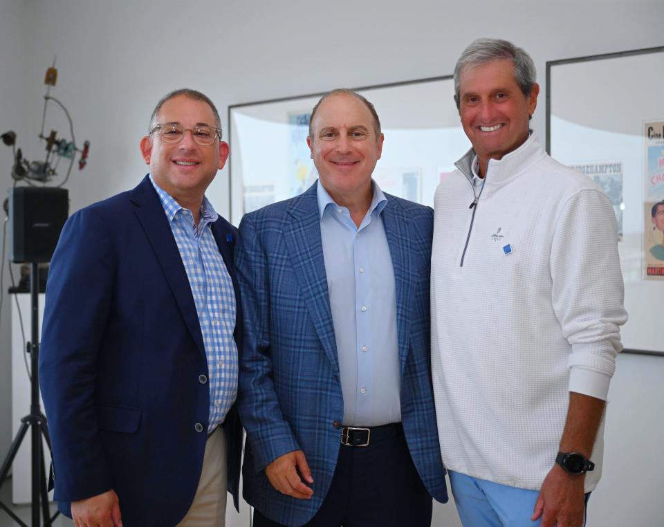 Jewish Federation of Palm Beach County CEO Michael Hoffman, and Palm Beach Center to Combat Antisemitism and Hatred co-chairs Steve Tananbaum and Richard Friedman (from left), are working to build relationships with local agencies to keep all residents safe and to educate people on what antisemitism is and how it manifests.