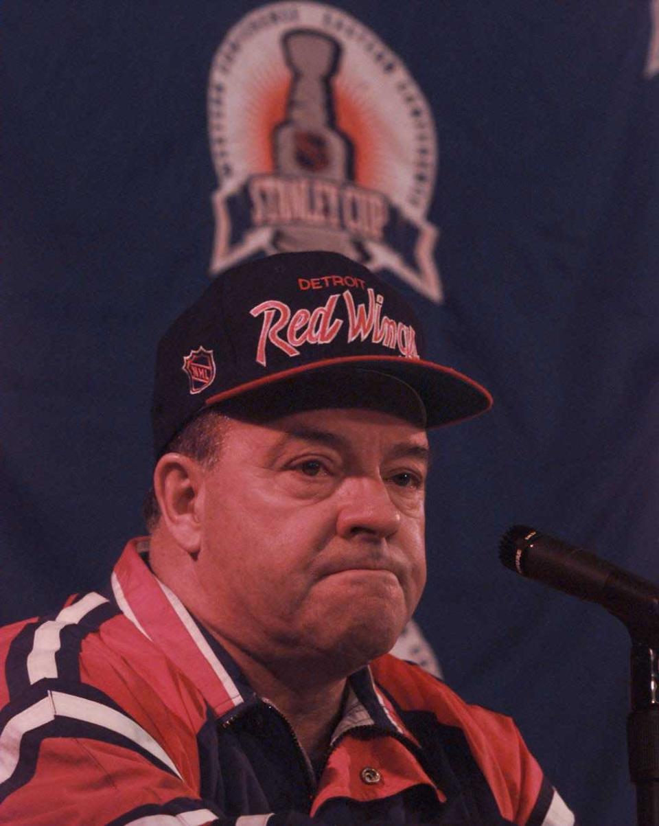 Detroit Red Wings coach Scotty Bowman after practice at McNichols Sports Arena in Denver, May 14, 1997, before the start of the Western Conference finals against the Colorado Avalanche.