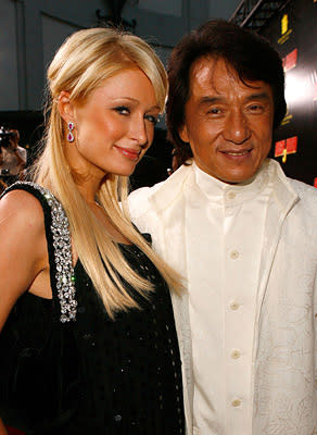 Paris Hilton and Jackie Chan at the Hollywood premiere of New Line Cinema's Rush Hour 3