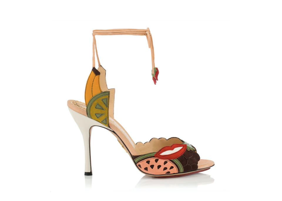 <p>Charlotte Olympia Fruit Salad, $965, <a rel="nofollow noopener" href="http://us.charlotteolympia.com/spring-17/fruit-salad/S175230SUN0960.html#cgid=New+In&start=19" target="_blank" data-ylk="slk:CharlotteOlympia.com;elm:context_link;itc:0;sec:content-canvas" class="link ">CharlotteOlympia.com</a> </p>