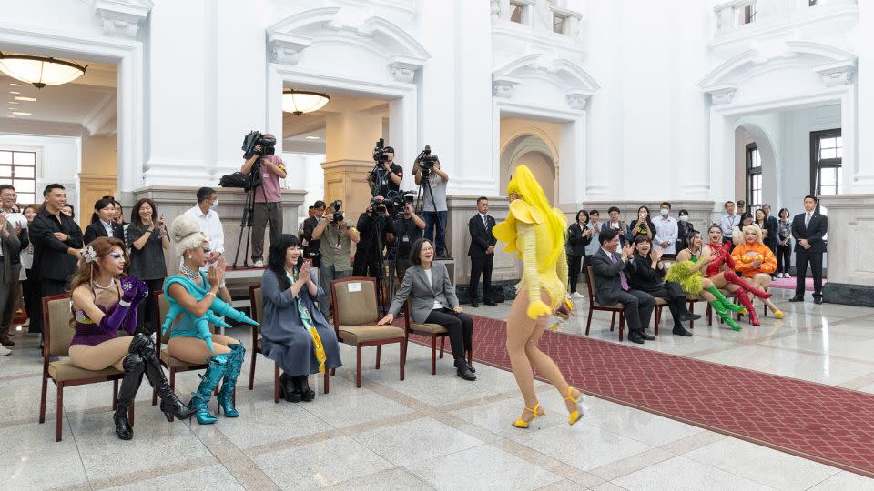 Taiwanese drag queen Nymphia Wind performs on May 15, 2024. - Wang Yu Ching/Office of the President