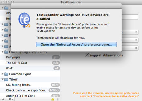 TextExpander Dialog Box