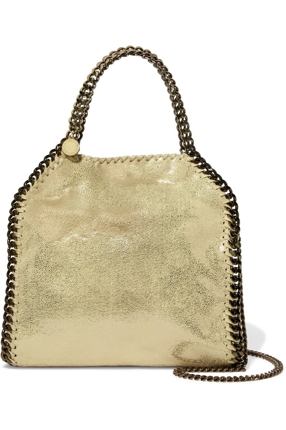 The Falabella Mini Metallic Faux Brushed-Leather Shoulder Bag