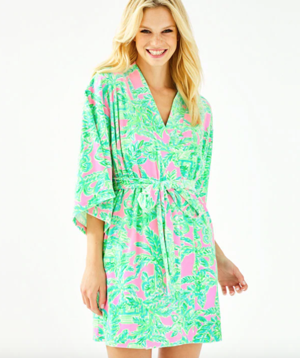 <p><strong>lilly pulitzer</strong></p><p>lillypulitzer.com</p><p><a href="https://go.redirectingat.com?id=74968X1596630&url=https%3A%2F%2Fwww.lillypulitzer.com%2Felaine-velour-robe%2F000711.html&sref=https%3A%2F%2Fwww.townandcountrymag.com%2Fstyle%2Ffashion-trends%2Fg31940461%2Flilly-pulitzer-sale-march-2020%2F" rel="nofollow noopener" target="_blank" data-ylk="slk:Shop Now;elm:context_link;itc:0;sec:content-canvas" class="link ">Shop Now</a></p><p>$102.40</p><p><em>Original Price: $138</em></p>