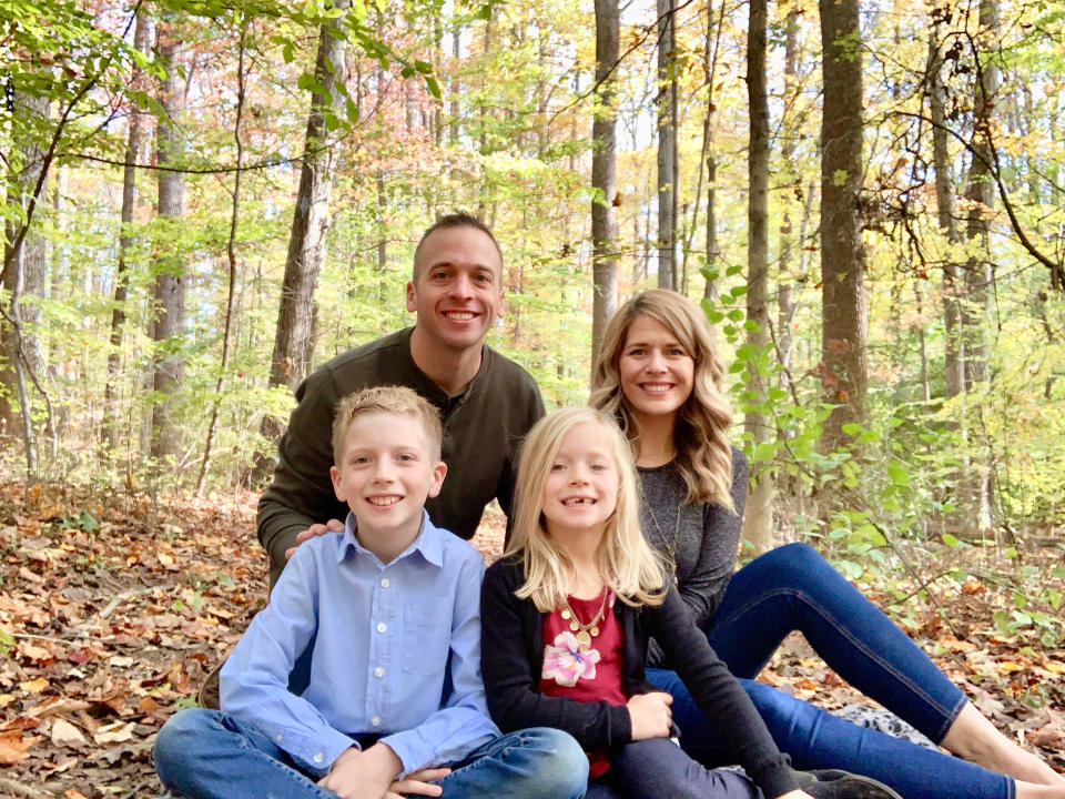 Clay and Karen Huffman with their son, Weston, 10, and rainbow baby Violet, 7. (Karen Huffman)