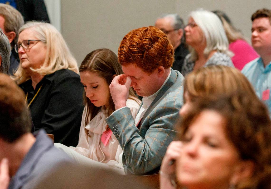 Buster Murdaugh, the son of Alex Murdaugh listens to testimony given by his father at the Colleton County Courthouse in Walterboro, Thursday, Feb. 23, 2023. Grace Beahm Alford/The Post and Courier/Pool