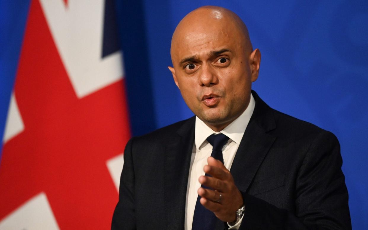 Sajid Javid speaking at a Downing Street press conference on Wednesday - Toby Melville - WPA Pool/Getty Images