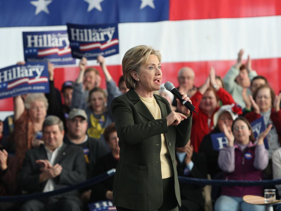 Hillary Clinton campaigns for president in 2008.