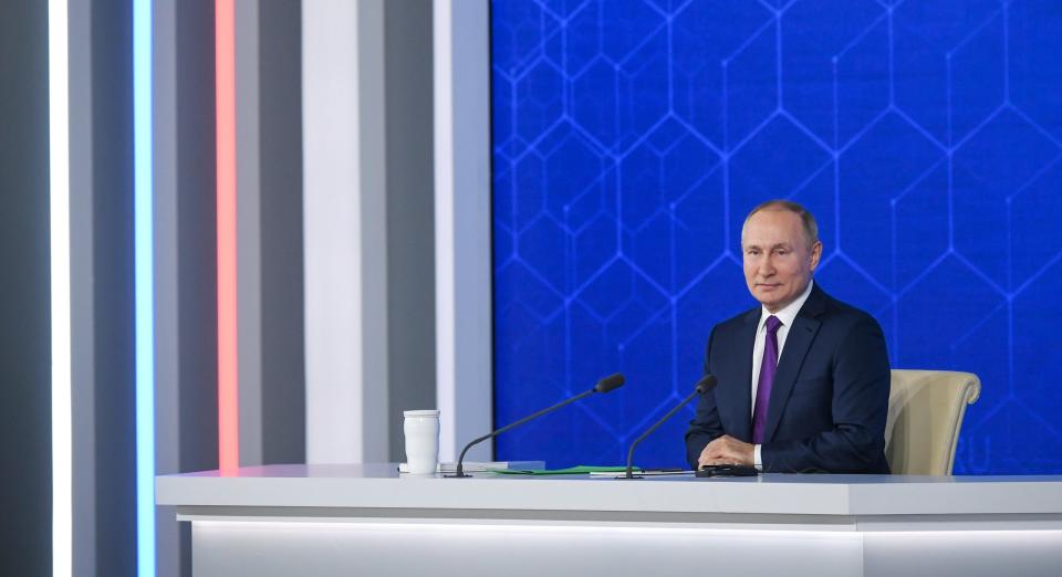 El presidente Vladímir Putin durante un discurso oficial. Tomada de la cuenta de Twitter @KremlinRussia