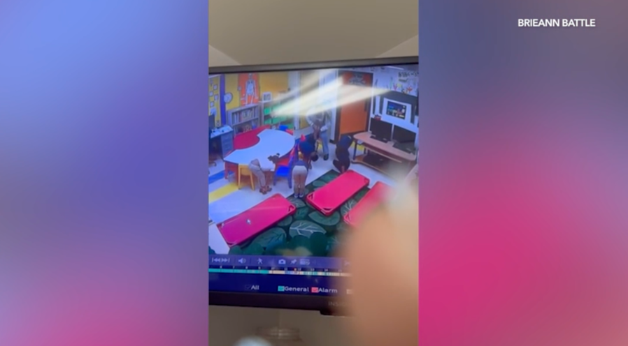 Brieann Battle says her son was physically manhandled by an employee from the Kinder Kids Christian Preschool. Battle shared this video with KTLA on April 26, 2024. (Brieann Battle)